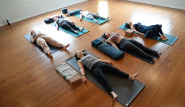 Workers affected by the federal layoffs practice yoga at Bluebird Yoga in Washington, D.C., on March 14.