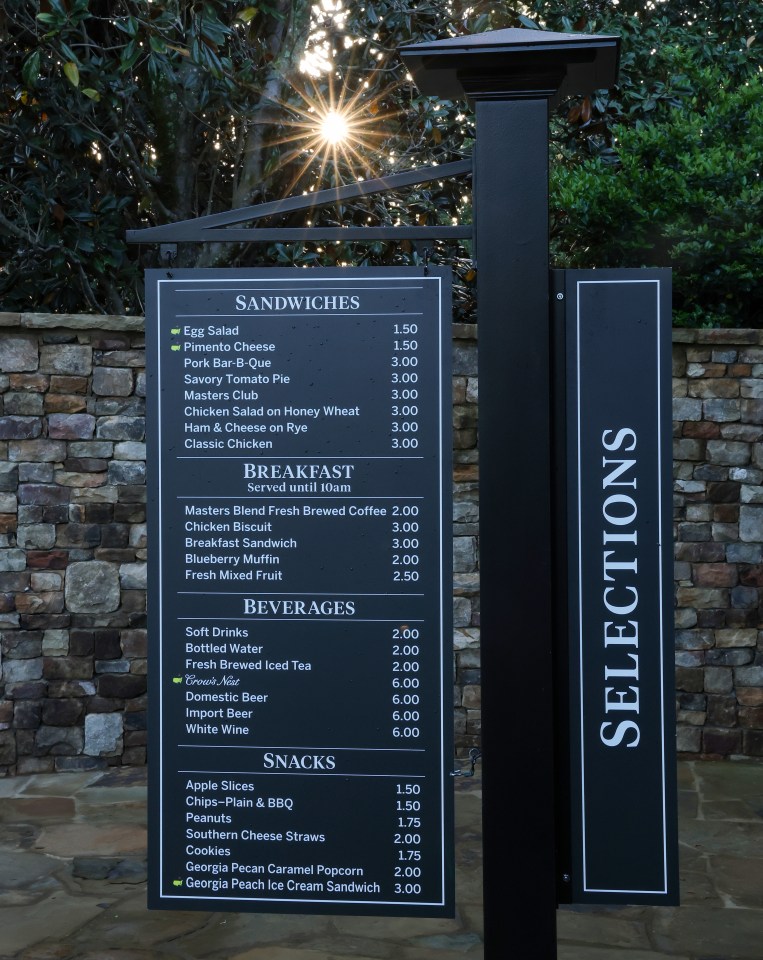 The Masters food reveal always makes news because of the low prices
