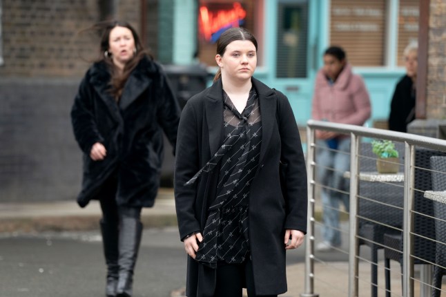 Lily Slater looks moody as Stacey chases after her in EastEnders