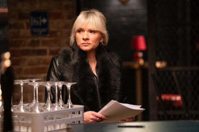 Nicola looks suspicious in EastEnders