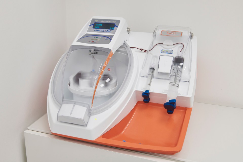 PRP machine with syringes.