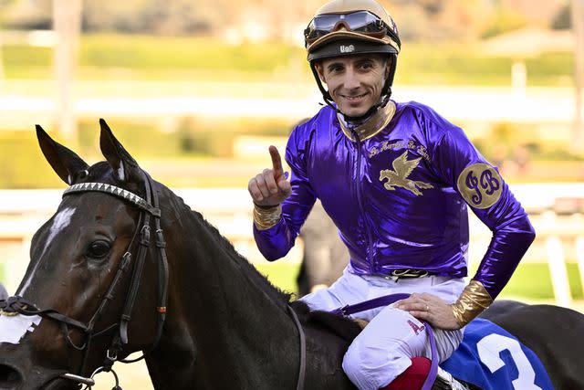 Keith Birmingham/MediaNews Group/Pasadena Star-News via Getty Antonio Fresu riding JB Strikes Back and winning the Laffit Pincay Jr. Stakes (Grade 2) race during the Classic Meet Opening day on December 26, 2024 in Arcadia.