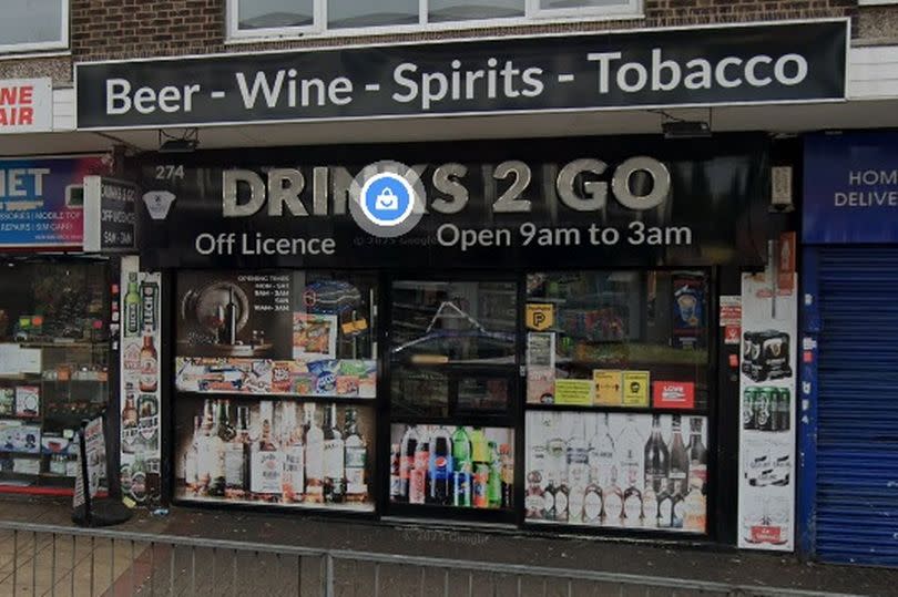 The front of the Drinks 2 Go off-licence in High Street, Erdington