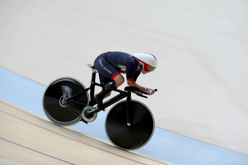 Great Britain's Megan Giglia competes at the Rio Olympic Velodrome