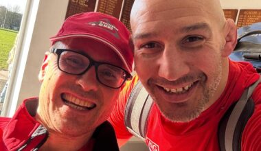 Alex Gibson, left, and friend Andy Long