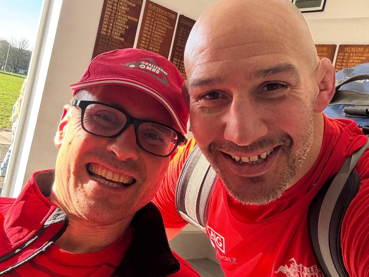 Alex Gibson, left, and friend Andy Long