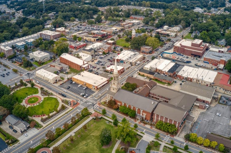 Aerial view of Lawrenceville, Georgia