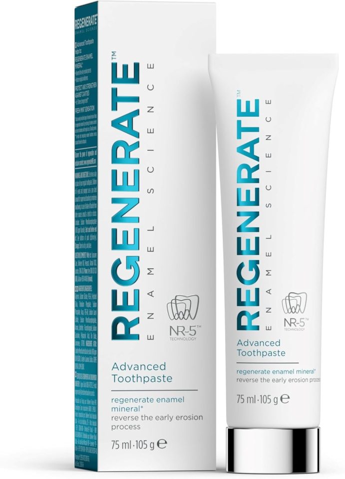 Regenerate Enamel Science Advanced Toothpaste tube and box.