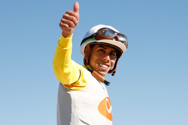 Douglas P. DeFelice/Getty Irad Ortiz Jr. reacts after winning the Michelob Ultra Challenger Stakes on March 11, 2023 in Tampa, Florida.