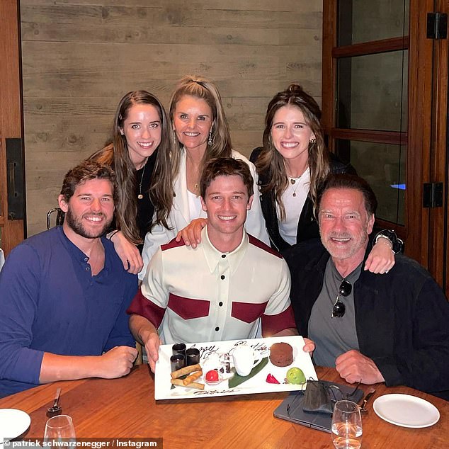 Christopher's mother Maria Shriver (top center) split from his father after his affair with their housekeeper Mildred Baena and their son Joseph Baena came to light in 2010, but they still maintain friendly relations when around the kids