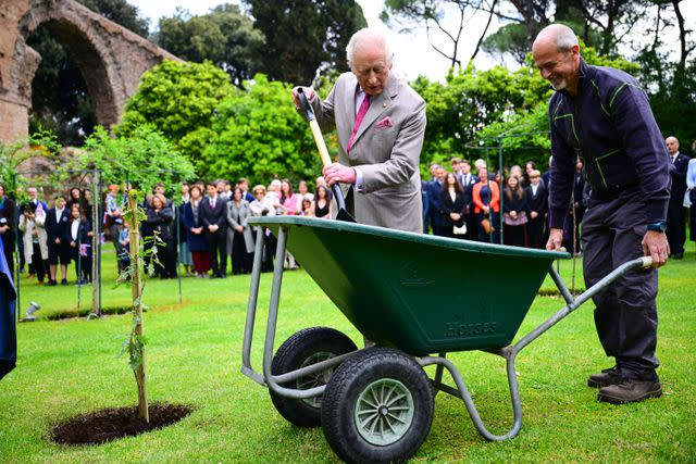 Getty King Charles planting a tree in Rome, Italy on April 10, 2025