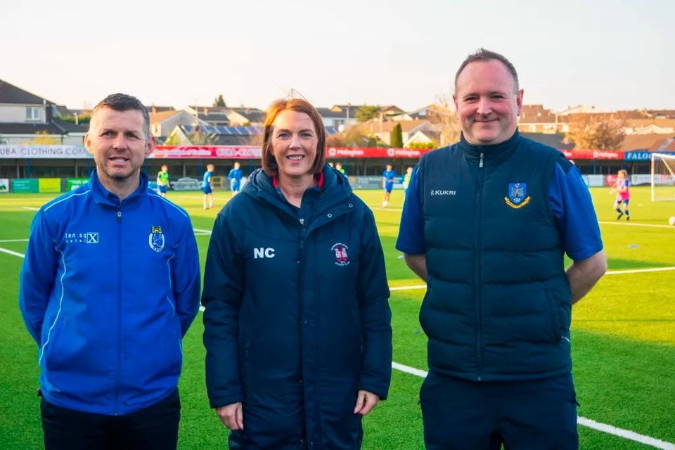 Adrian Whittle (Dungannon Swifts vice chair), Nicola Cardwell (Dungannon Ladies Hockey chair) and Jonny Gillespie (Dungannon RFC coach). Photo: Dungannon Swifts FC