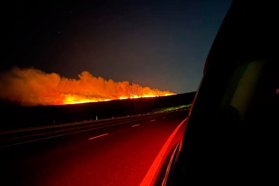The fire on the Glenshane Road in Maghera. Picture: BBC