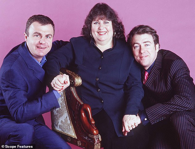 He shared rare insight into his childhood where he was raised by late father and John and late actress mum Martha (pictured with his mother and brother Paul, 68)
