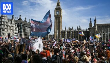 Trans rights supporters rally in London after UK Supreme Court ruling