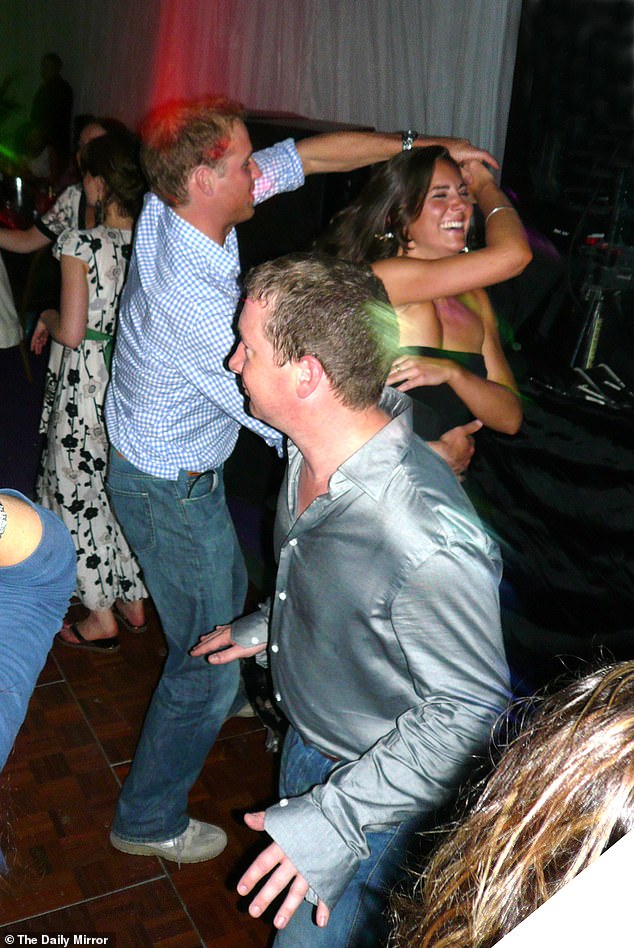 A relaxed William and Kate pictured dancing on his 26th birthday at club Boujis  at the Beaufort Polo Club in Gloucestershire in 2008