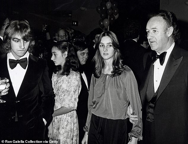 Late in life, Hackman admitted to having regrets about the amount of time he spent away from his family while shooting films. He said he 'lost touch' with his son Christopher (L); Gene and his children at the Superman premiere in Washington, D.C., in December 1978