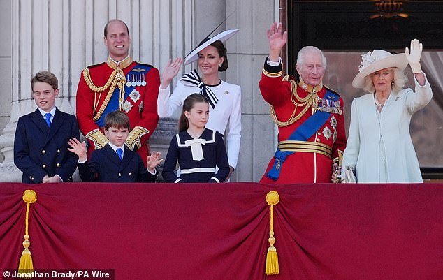 The Wales family appeared with the King and Queen on the balcony of Buckingham Palace at Trooping the Colour in 2024