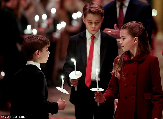 Louis blew out Charlotte's candle during his mother's annual Christmas carol concert in Westminster Abbey, which left his sister in stitches