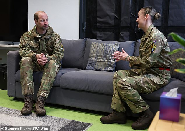 Prince William spent time with Staff Sergeant Amy-Jane Hale, who is in charge of welfare across Operation Calbrit in Estonia and Poland