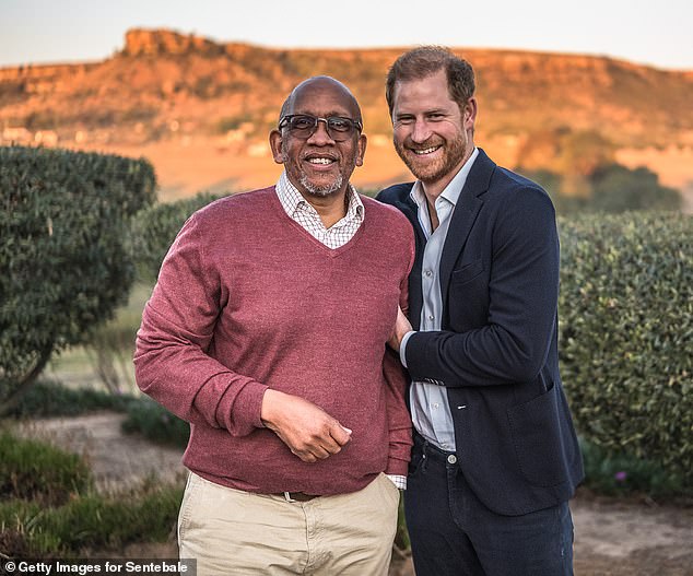 Prince Seeiso of Lesotho and Prince Harry, patrons of the Sentebale charity, pictured at a children's centre in Lesotho in October 2024