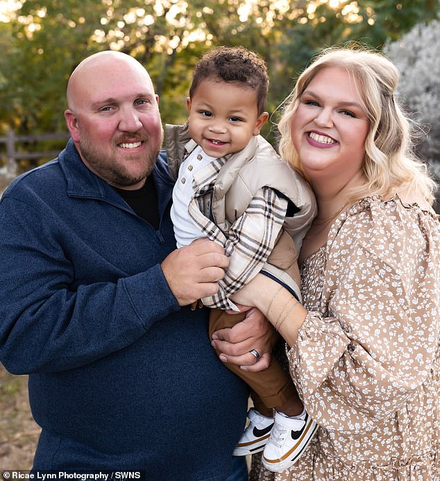 Chandra Pearce, 36, a mom of one from Texas, shed almost 200lbs so she was able to play with her young son (before)