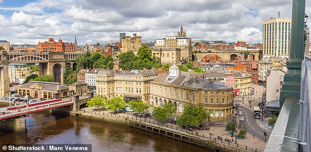 Newcastle city centre including the castle (middle) and High Bridge (left)
