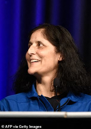 AFTER: Suni Wiliams speaks on March 31 at her first press conference since the landing
