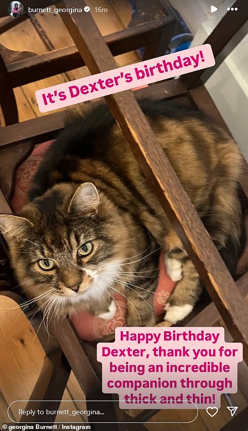 Georgina has since deleted the post and instead added one wishing her cat Dexter a happy birthday