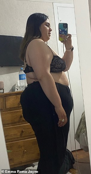 Emma before losing 130 pounds