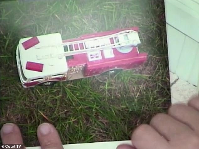 During the trial it was revealed AJ loved to play with a red and white toy firetruck, one of his few childhood toys, which was pictured during his testimony. DailyMail.com can reveal the boy went on to become a firefighter himself