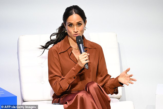The Duchess of Sussex spoke to an audience in Bogota, Colombia and was attending various meetings with women and young people about discriminiation and cyberbullying