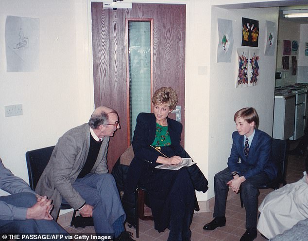 William looks at ease as he joins a group discussion with his mother