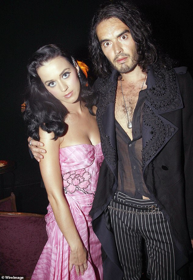 Russell Brand is pictured with his ex-wife Katy Perry, who he dumped by text in 2011. The pair are pictured on October 7, 2009