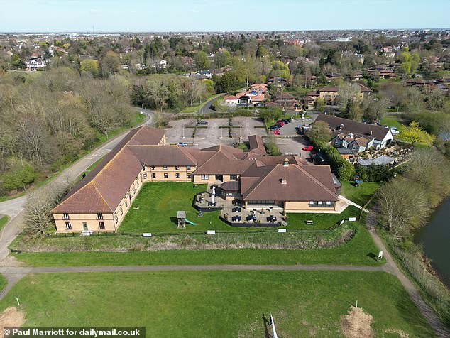 An aerial view of the Dragonfly Hotel in Thorpe Meadows in Peterborough