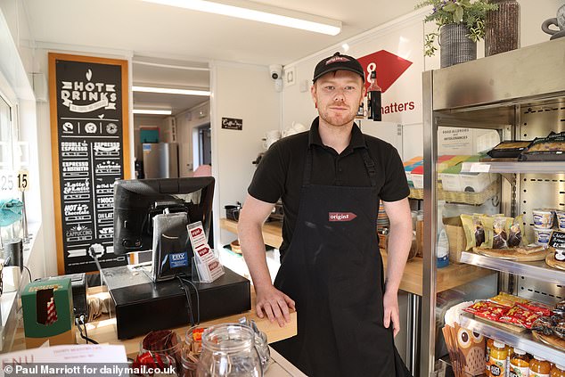 Kai Palmer, 23, manager of the Thorpe Meadows Café, which overlooks the rowing course, said asylum seekers regularly come in and they are 'very polite'