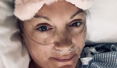 Luice Morris-Marr in hospital after being diagnosed with bowel cancer