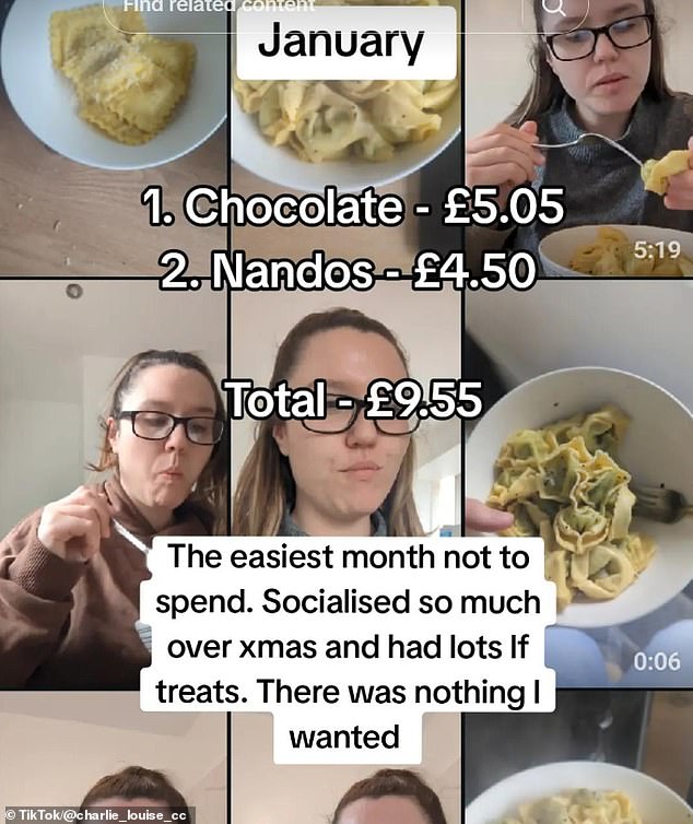 In January, this included just £5.05 on some chocolate and £4.50 on going to Nandos