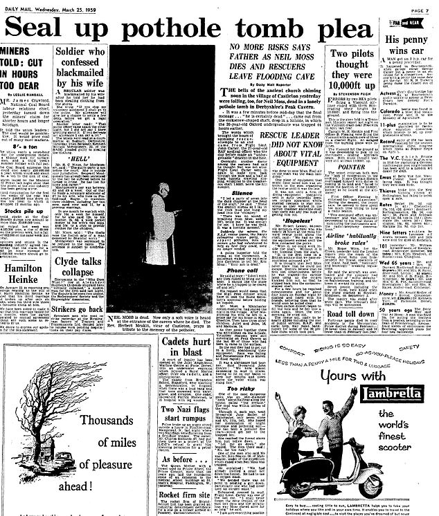 The Mail's coverage on March 25, after Moss had been declared dead