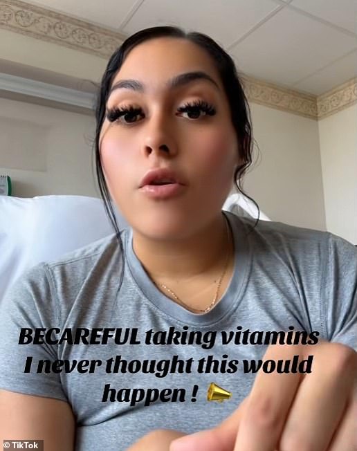 Ms Ramirez warned her 12,600 TikTok followers of the risk of taking the supplement, which was made by CVS’ proprietary brand, from her hospital bed
