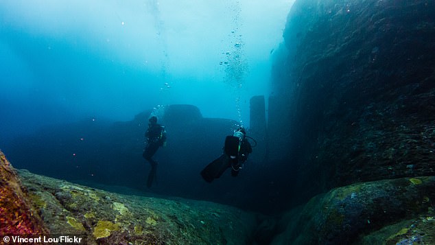 Yonaguni monument was discovered by divers nearly 40 years ago, roughly 60 miles to the east of Taiwan