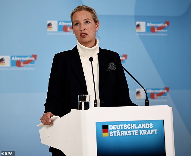 German party Alternative for Germany (AfD) co-chairwoman Alice Weidel speaks in Berlin, Germany, 09 April 2025