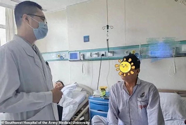 The unnamed man, described as an 'ordinary office worker' from Chongqing in southwestern China, (pictured right) attended hospital after developing a severe cough