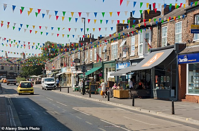 A row of shops on Bishopthorpe Road, known as Bishy Road, near York