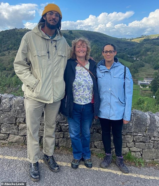 'Just let people know how sick I am and how I'm kind of at the end of life in essence. I hate saying out loud, but in essence I'm dying,' Abeeku said of his cancer journey (pictured with his mother and sister)