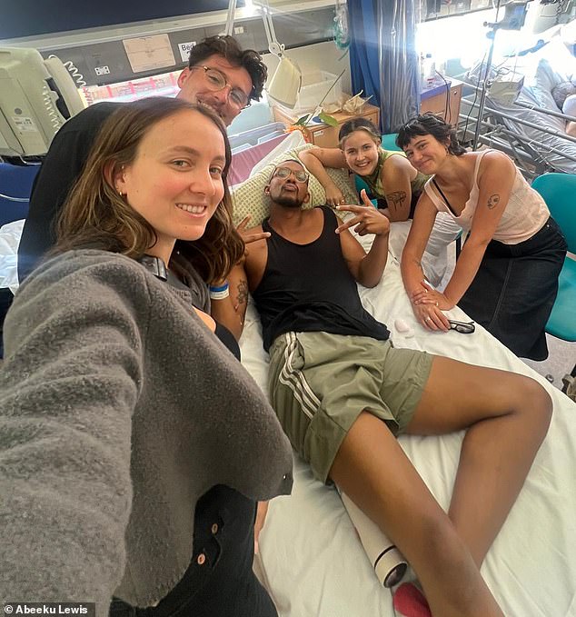 'My oncologist, who has been absolutely phenomenal and my doctor who has been sublime, have unfortunately said, "We have exacerbated all treatment options",' Abeeku said (Pictured from left to right: Friends, Harriet, Arley, Abeeku, Tara and Sidone)