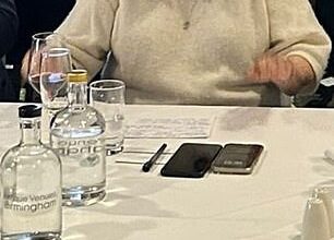 Joanne Roney enjoys a glass of red wine at one of the events being hosted on the French Riviera, in the same week bin workers began an all-out strike