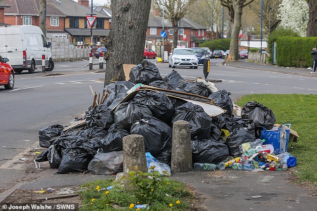 Meanwhile, the streets of Birmingham were buried under thousands of tonnes of rubbish as bin workers walked out over a pay dispute with the council