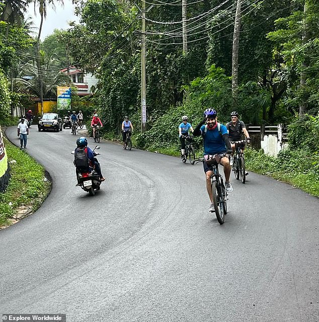 Her most recent adventure took her through southern India, where she cycled from the coast through mountains and remote villages, stopping at waterfalls and enjoying local food