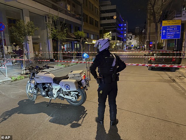 Police revealed that anonymous calls to Greek media warned of the attack outside the Hellenic Train offices in Athens at 8.53pm local time